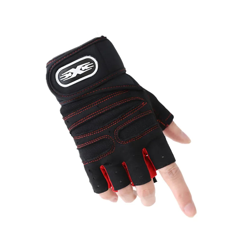 Black and red glove with a brand logo on a white background