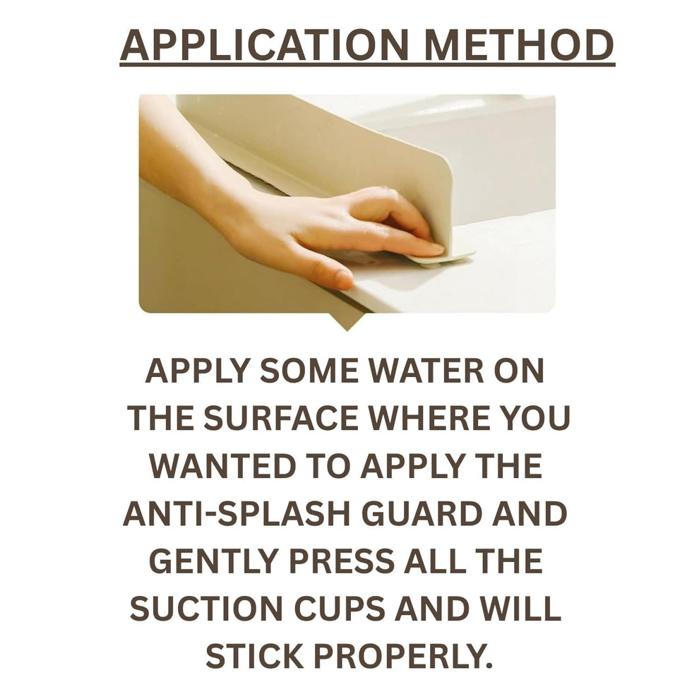 Hand applying an anti-splash guard with text on application method