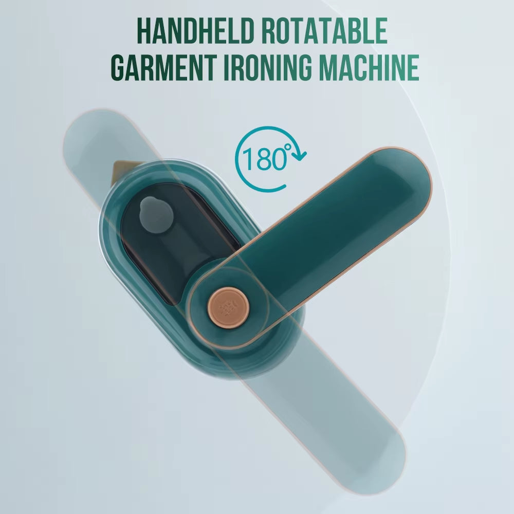 Handheld rotatable garment ironing machine on a light blue background
