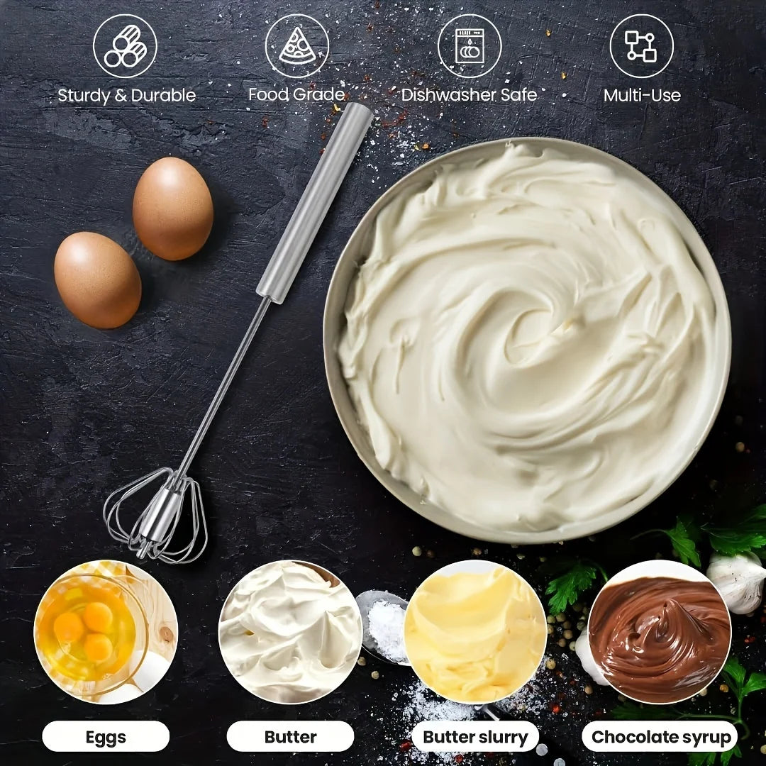 Bowl of whipped cream with eggs, butter, and chocolate syrup on a dark background