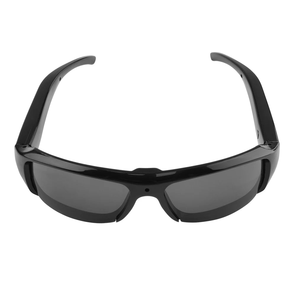 Black sunglasses with dark lenses on a white background
