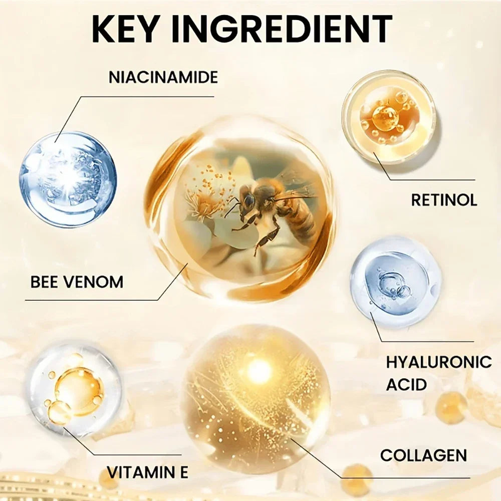 Diagram of key ingredients with labels on a beige background