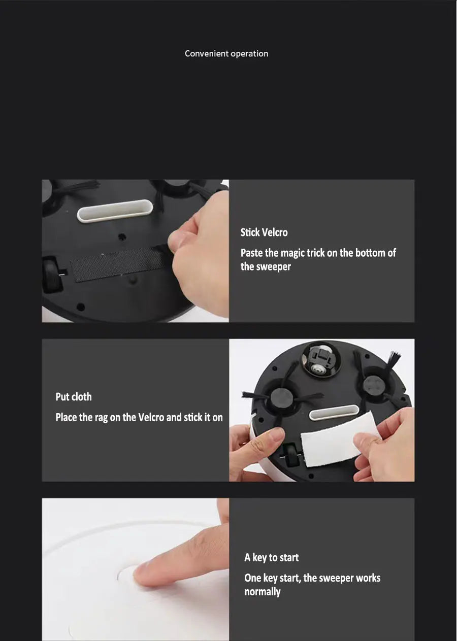 Instructions for using a cleaning device with text on a black background