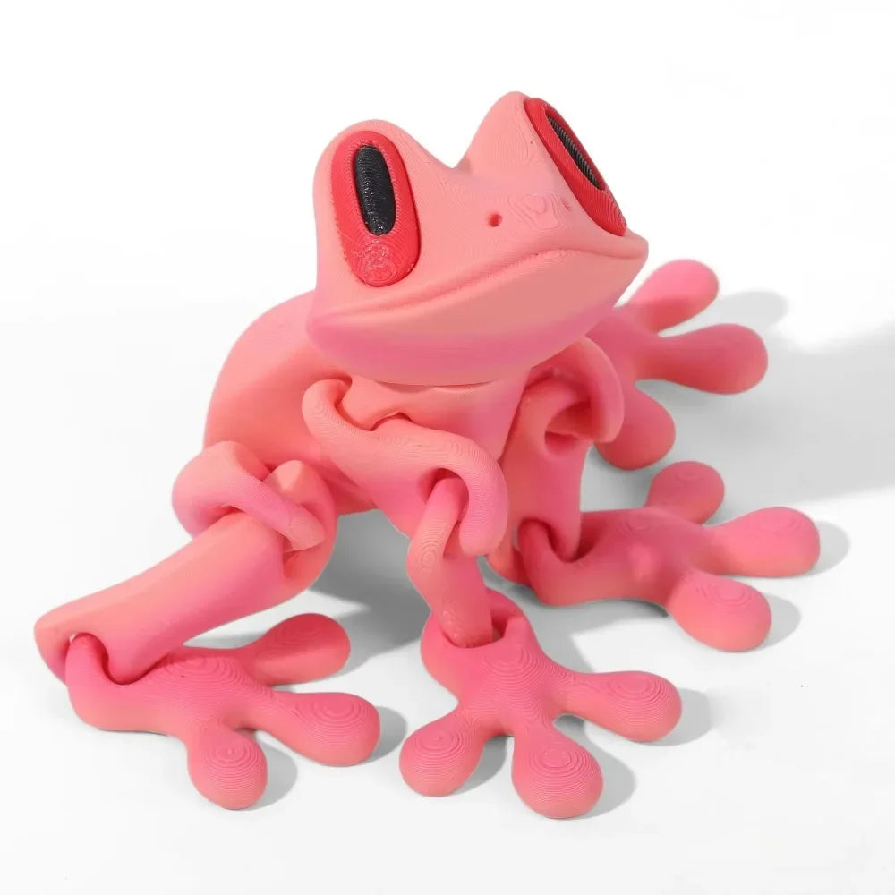 Pink frog-shaped toy on a white background