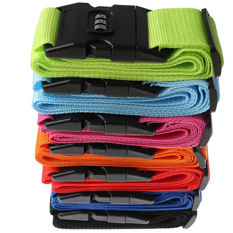Stack of colorful webbing straps with black锁定扣 on a white background