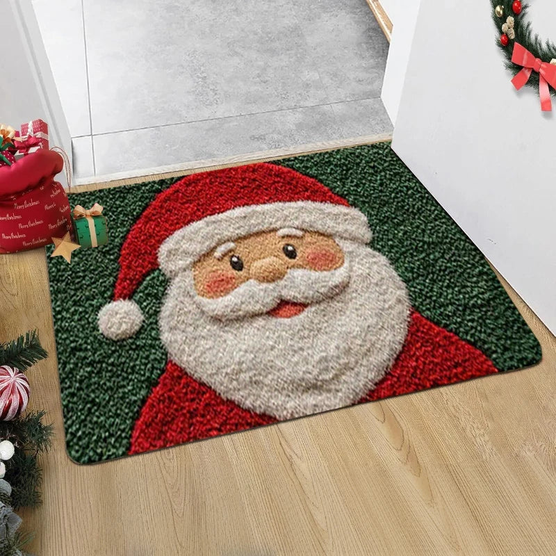 Jolly Holly Welcome Outdoor Christmas Doormat | Festive Santa & Gingerbread Man