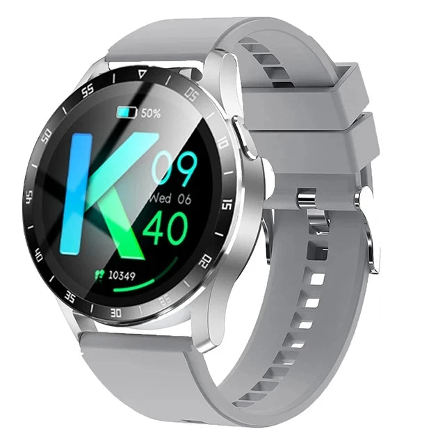 Smartwatch with a gray band on a white background