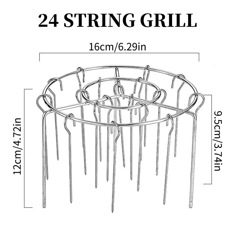 24-string grill with dimensions labeled on a white background