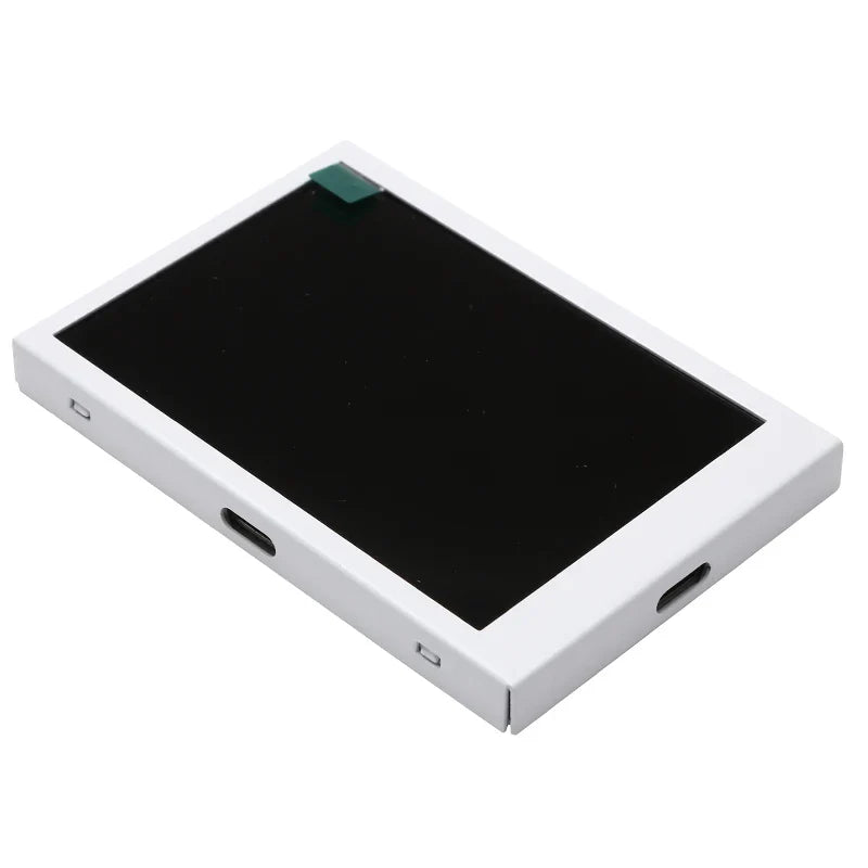 Rectangular electronic device with screen on a white background