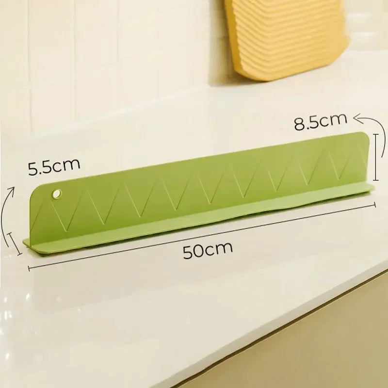 Green cutting board with measurements on a white surface