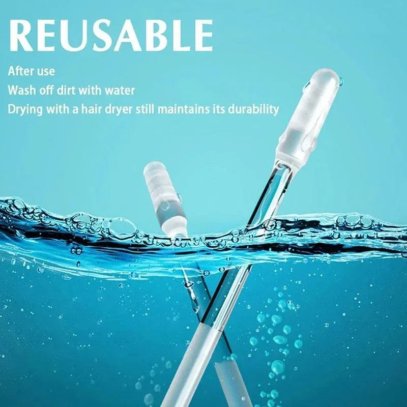Reusable product with water droplets on a blue background