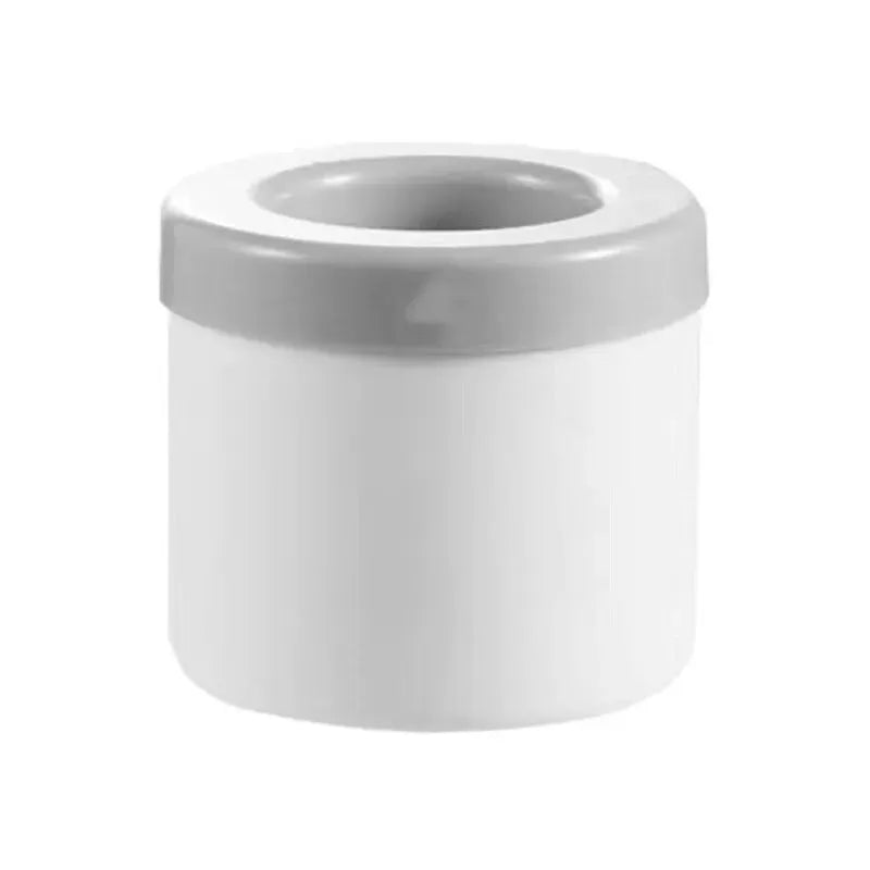 White container with a gray lid on a white background