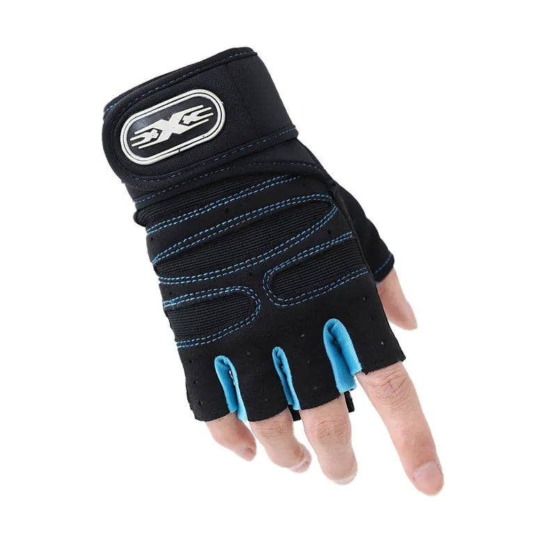 Black and blue glove with brand logo on a white background
