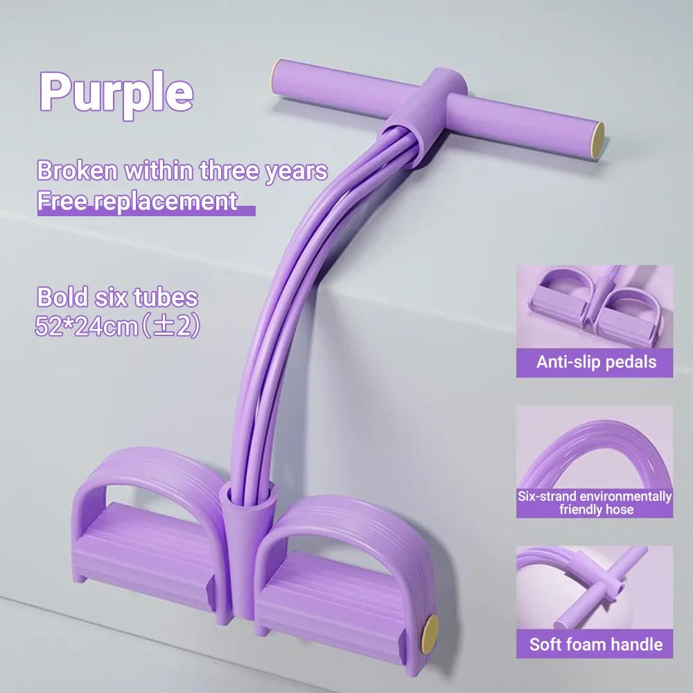 Purple resistance band with text on a light gray background