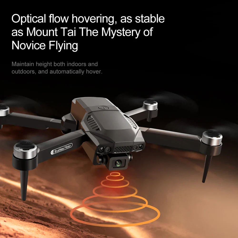 Drone hovering with optical flow technology on a dark background