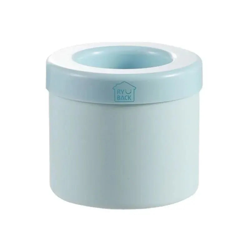 Light blue container with a white lid on a white background