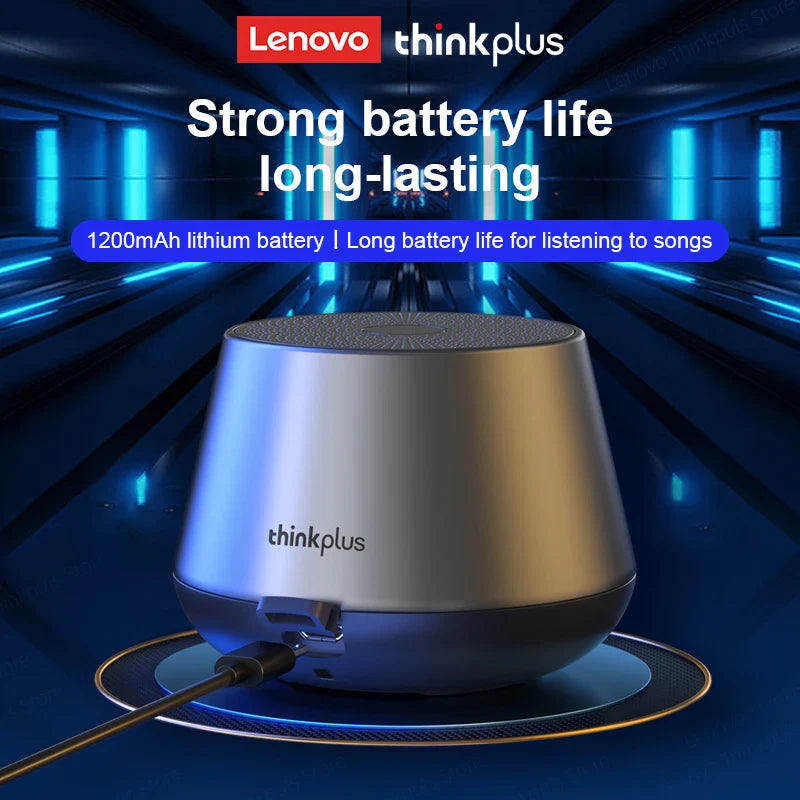 Lenovo thinkplus device with charging cable on a blue background