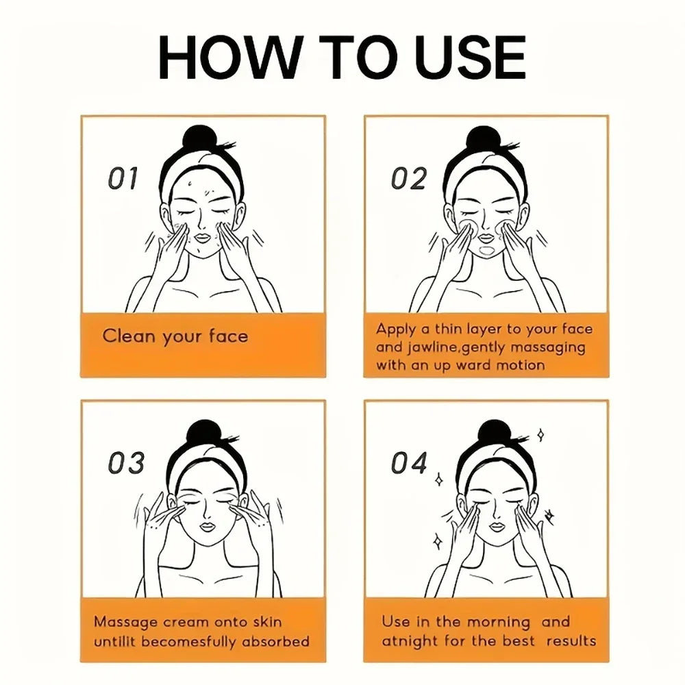 Step-by-step guide on how to use a skincare product with illustrations and text.