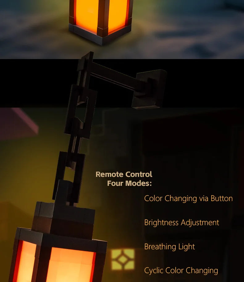 Lantern with remote control features on a dark background
