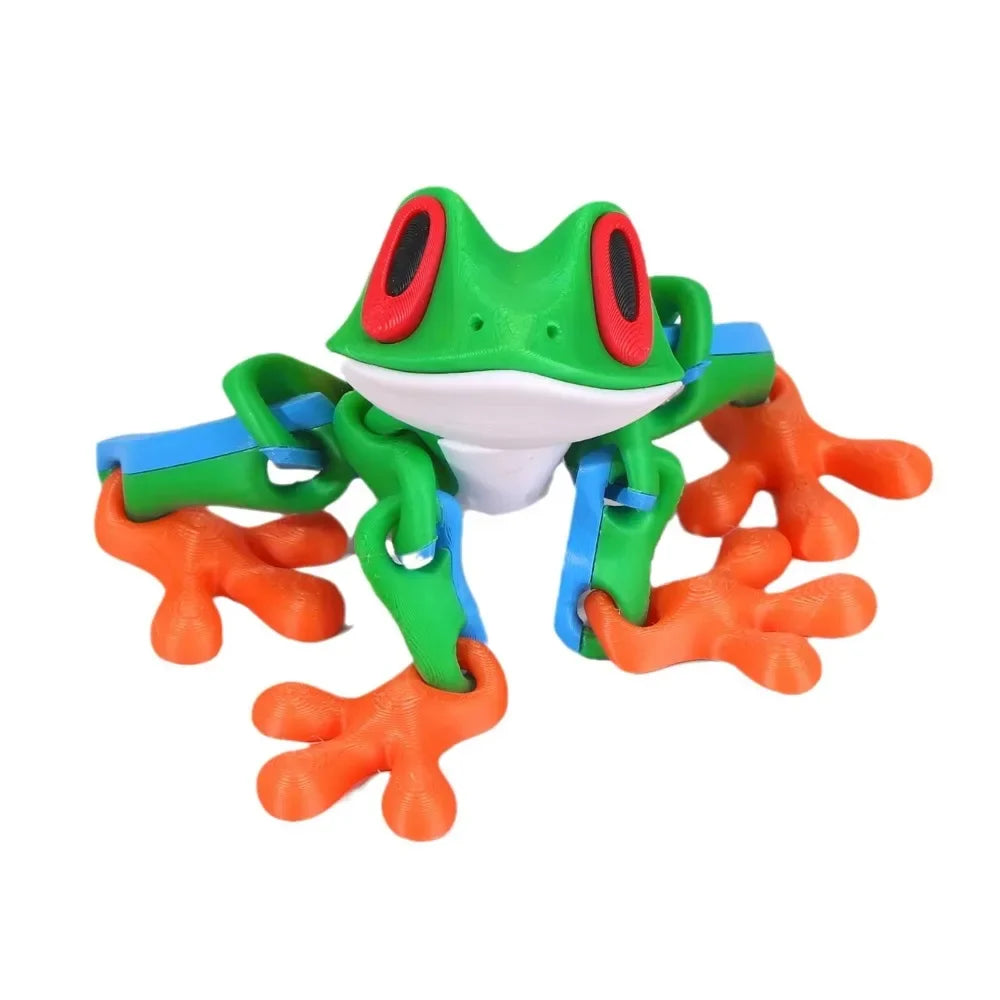 Colorful toy frog on a white background