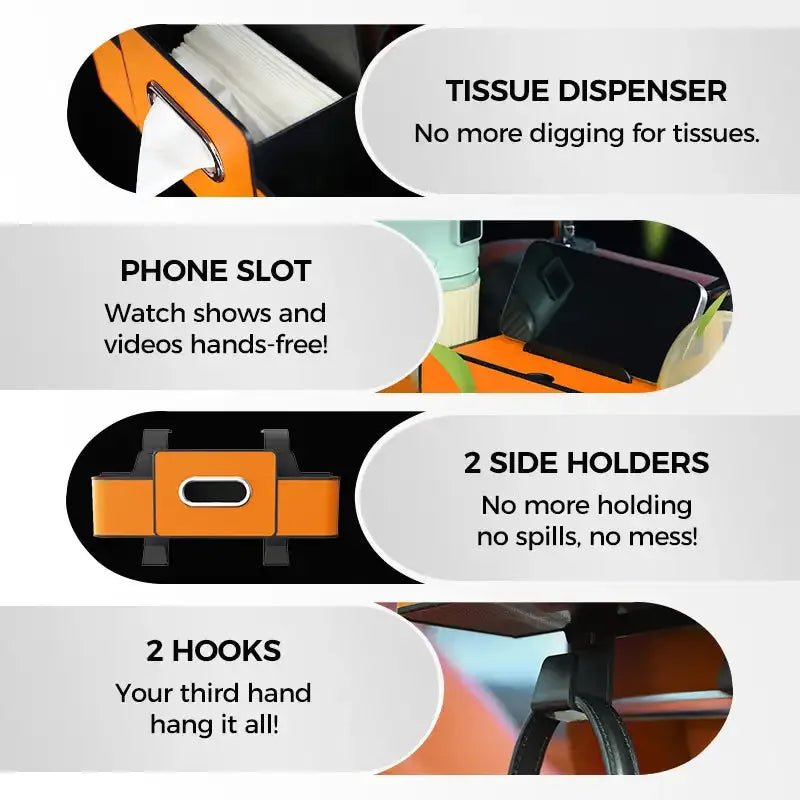 Product features with text labels on a white background