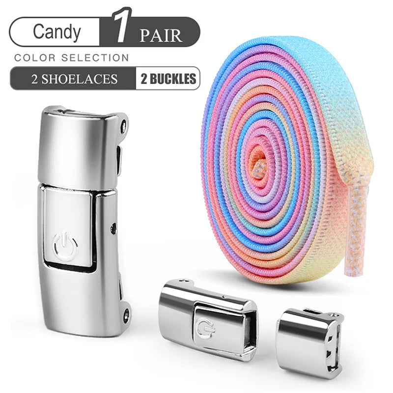 8mm No Tie Shoe Laces Press Lock Shoelaces Without Ties Elastic Laces Sneaker Kids Adult Widened Flat Shoelace for Shoes