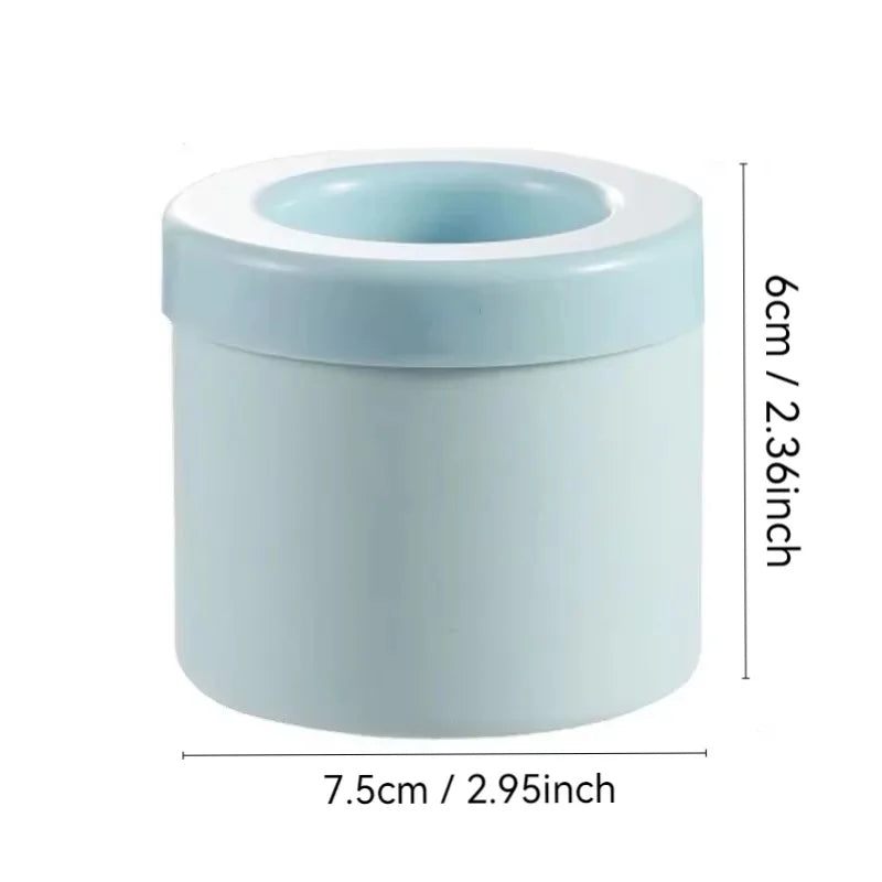Light blue cylindrical container with dimensions indicated on a white background