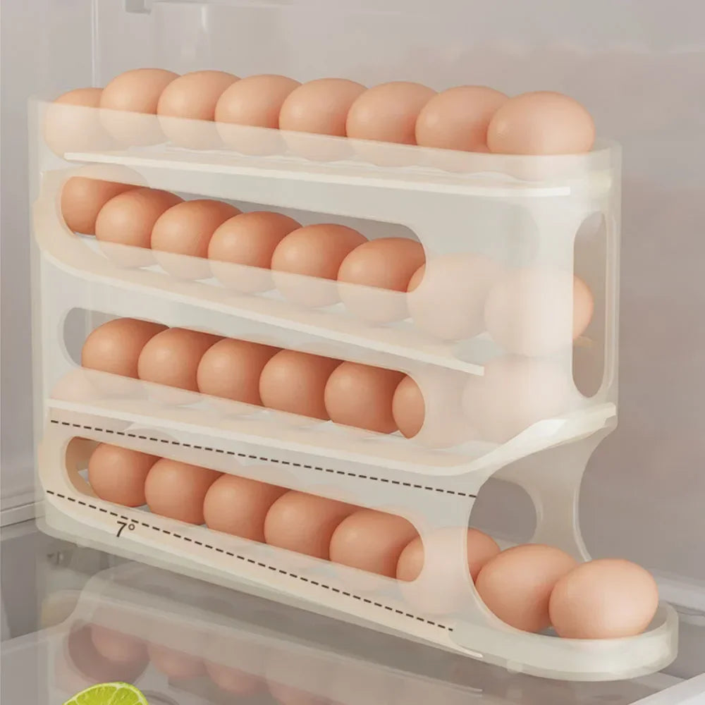 Egg holder with eggs inside a refrigerator