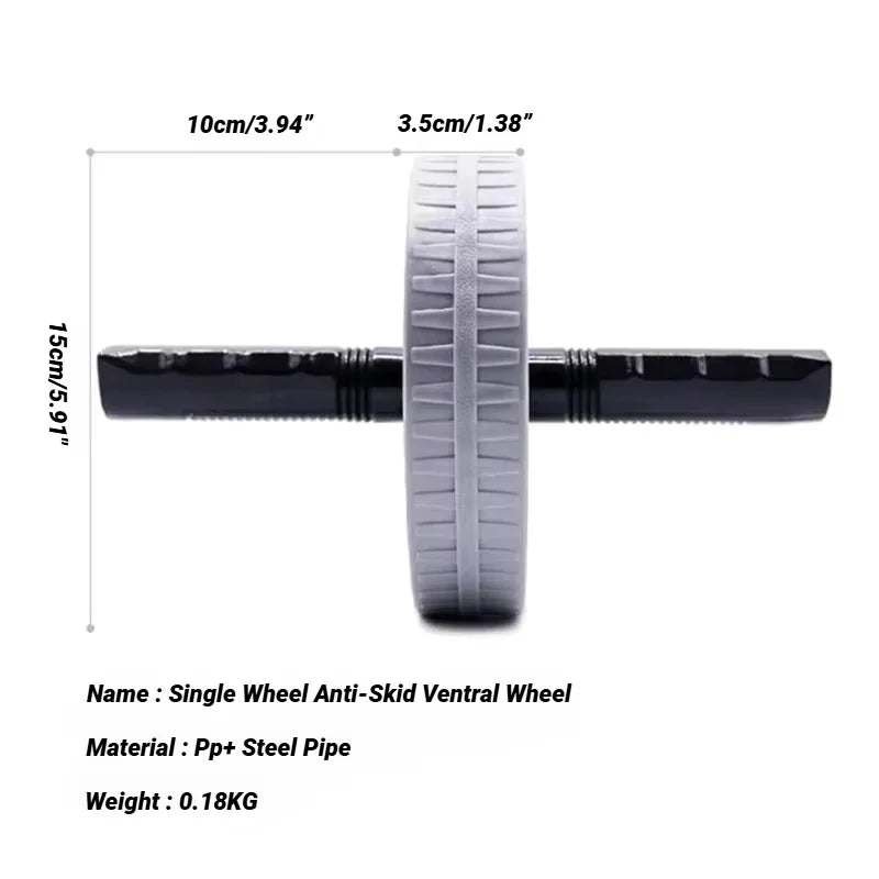 Single wheel anti-skid ventral wheel with measurements and product details on a white background