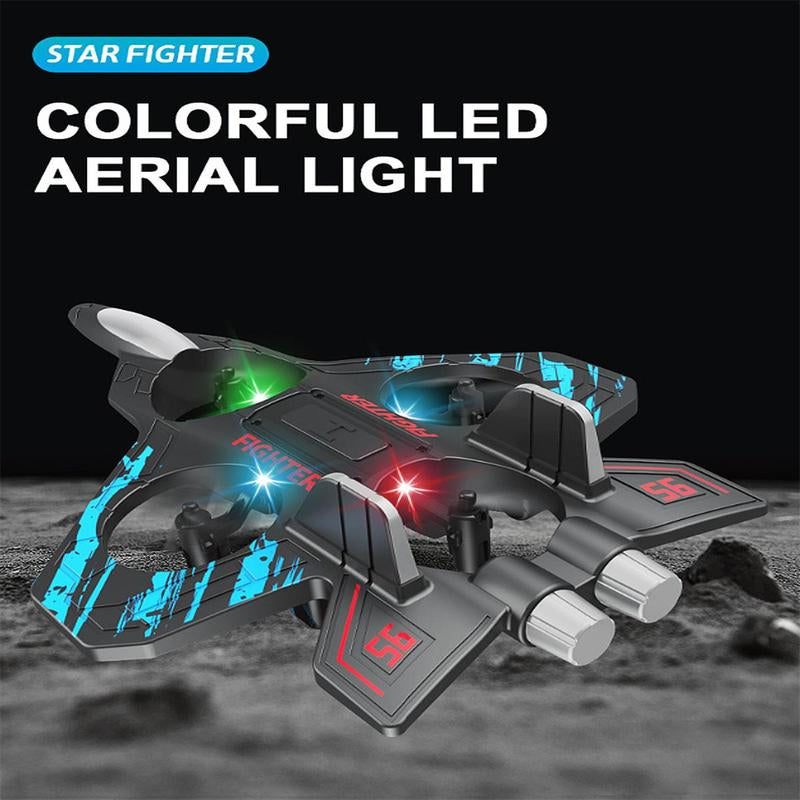 Colorful LED aerial light with 'Star Fighter' branding on a dark background