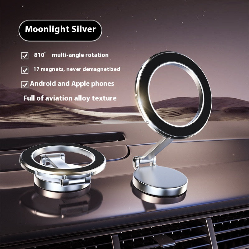 Car phone holder with moonlight silver finish on a car dashboard