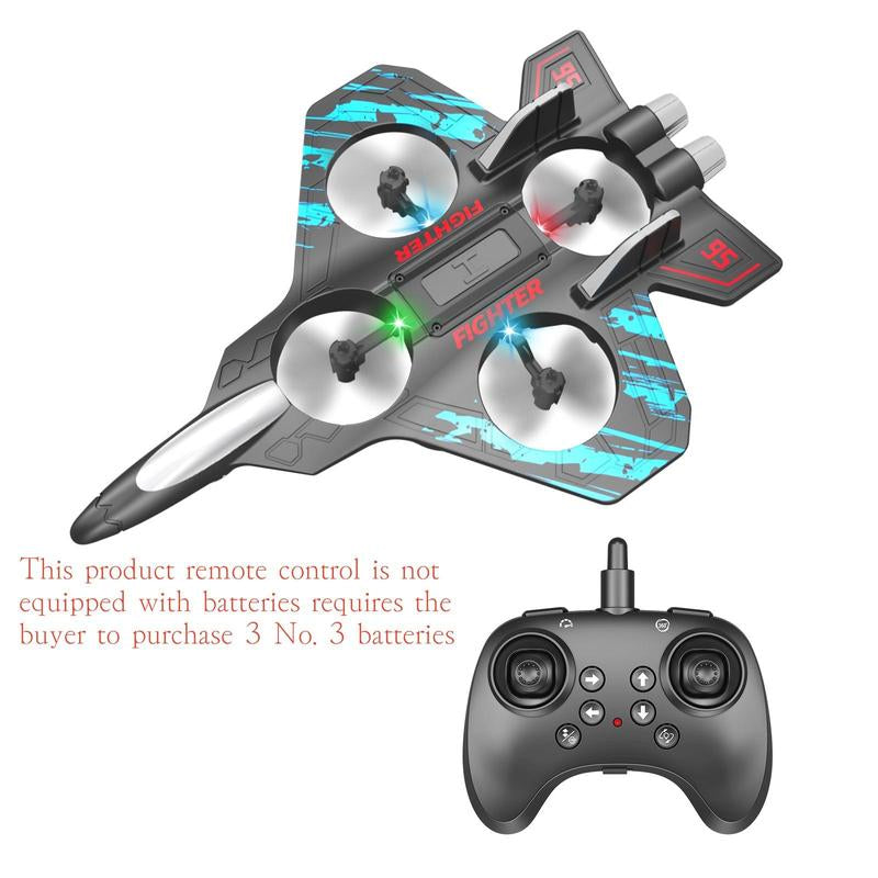 Remote control airplane with a fighter jet design on a white background