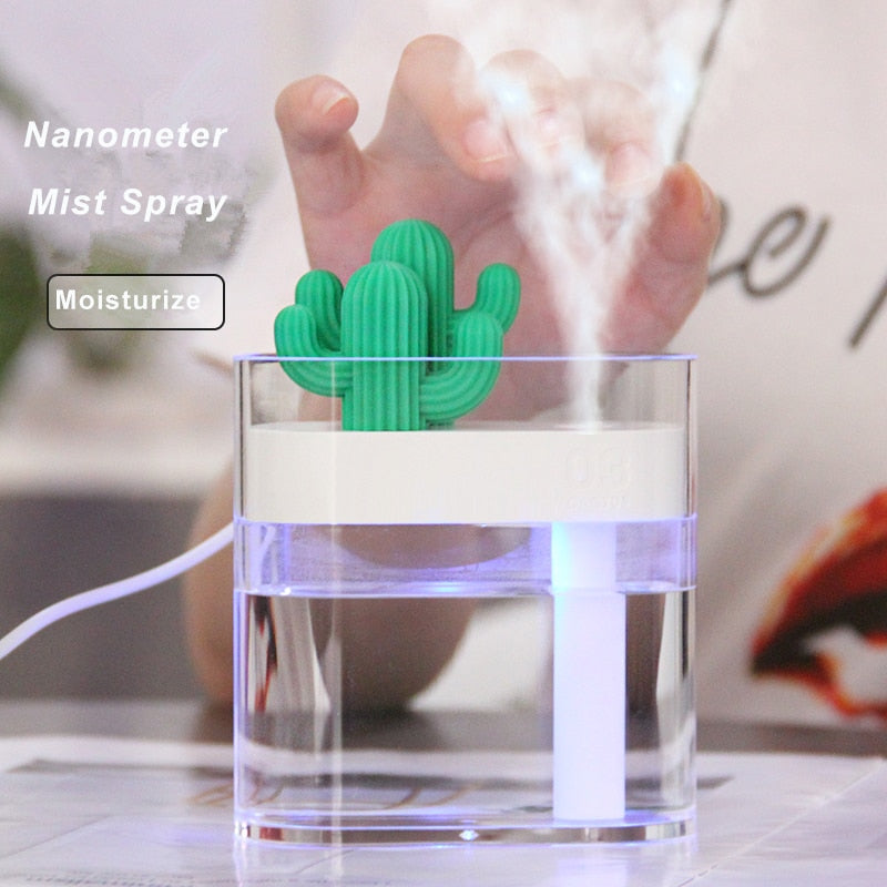 Nanometer mist spray with cactus design on a blurred background