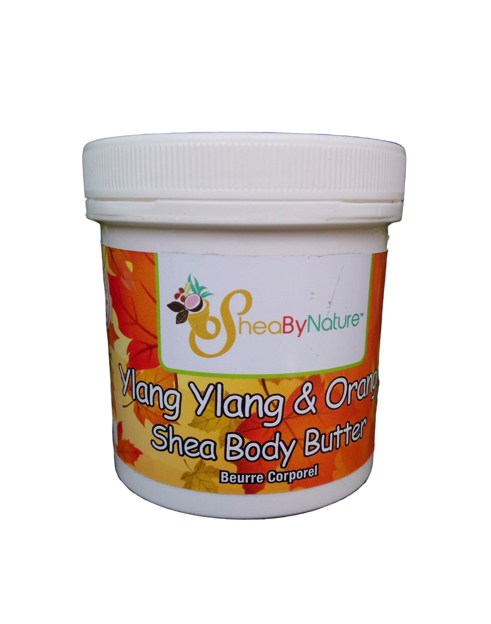 Shea body butter container with 'Shea by Nature' branding on a white background